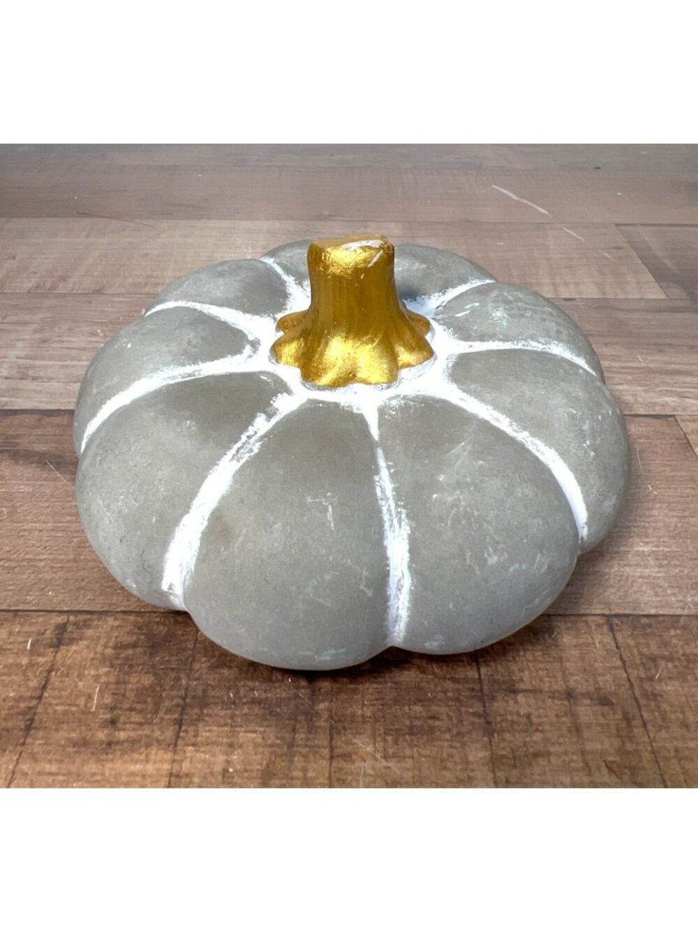 Decorative Concrete Pumpkin With Gold Stem